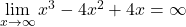 \lim\limits_{x\rightarrow \infty} x^3-4x^2+4x = \infty